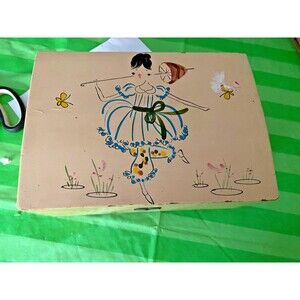 Vintage Musical Jewelry Box Ballerina Hand Painted Japan READ
